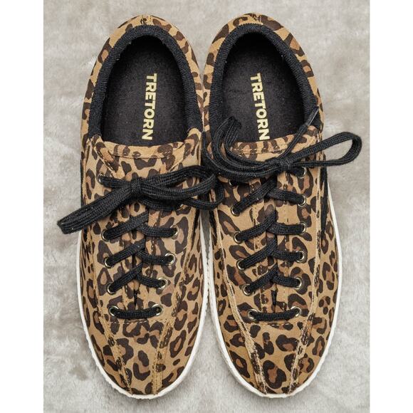 Tretorn Nylite Plus Suede Leopard Print Retro Sneakers Womens Size 7.5 - Picture 8 of 16